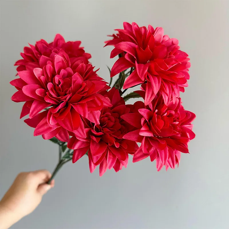 Künstliche Dahlien-Blumensträuße mit 7 Köpfen, Kunstblumen für Hochzeit, Schreibtisch, Zimmer, Party, Tischdekoration, Heimdekorationen – Detail 9