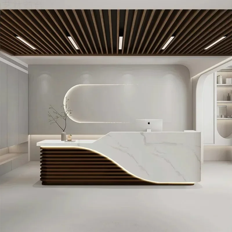 Company Hotel Reception Desk Beauty Salon Store Paint Baking Cash Register Chinese Bar Table Counter Bancone Bar Accessories