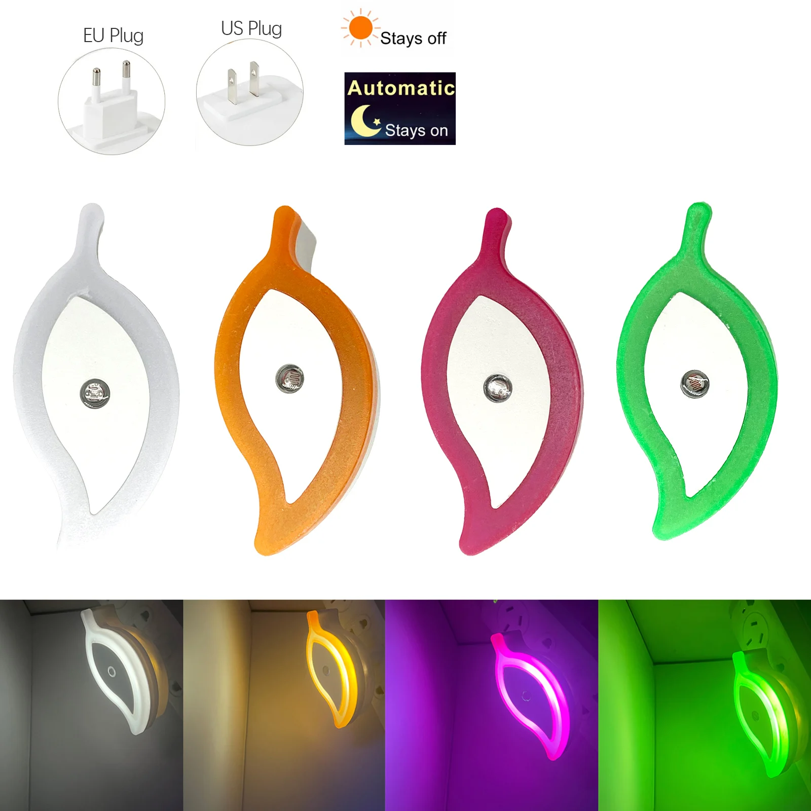 

EU US Plug LED Night Lights Dust to Down Wall Plug-in Auto Light Sensor Bedside Wall Lamp For Kids Children Bedroom Decoration