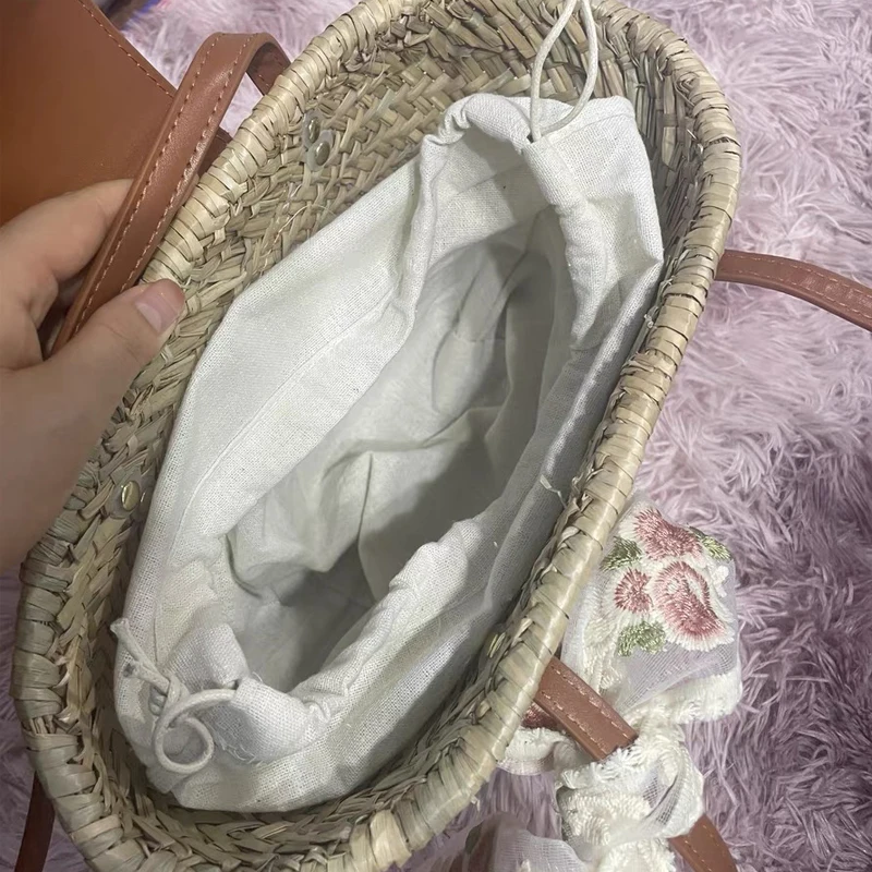 Bohemian Straw Tote Bags For Women Luxury Designer Handbag And Purse New In Papyrus Woven Small Beach Underarm Shoulder Bag