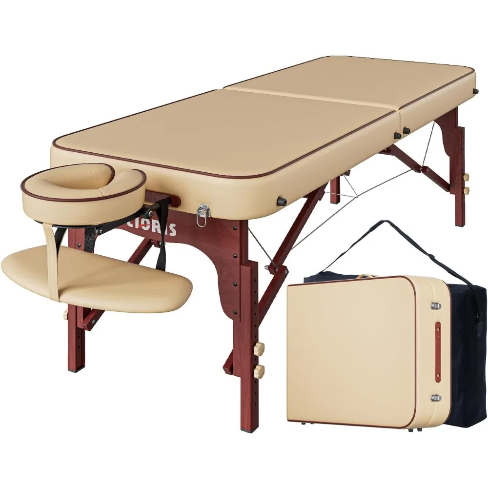 CLORIS 84" Professional Massage Table Portable Reinforced Wooden Leg Hold Up to 1100LBS 2 Folding Lightweight Spa Solon Tattoo