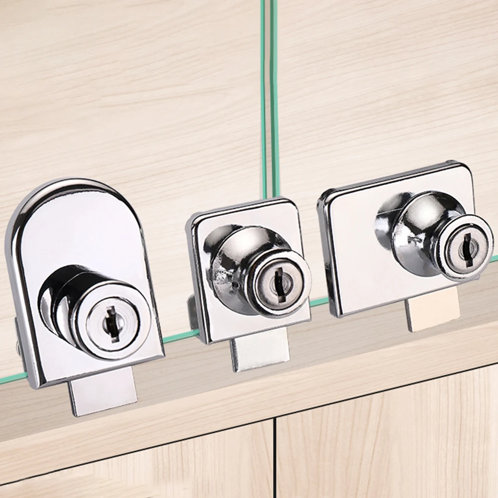 Single Double Open Glass Lock Zinc Alloy Showcase Cabinet Door Cylinder Sliding Glass Push Door Locks For Furniture Hardware cabinet door lock