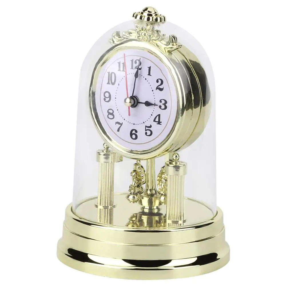 Digital Clock LCD Digital Clock Digital Desk Clock Digital Table Clock Mini Desk Clock Wall Clocks Retro Telephone Alarm Clock Nixie Tube Clock European Retro Gold Plastic Silent Table Clock Home Living Room Decoration Electronic Desktop Clock With Clear Cover