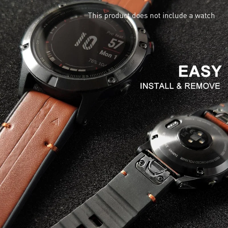 Premium QuickFit Leather Silicone Watch Strap - Versatile 22/26mm Band Bracelet