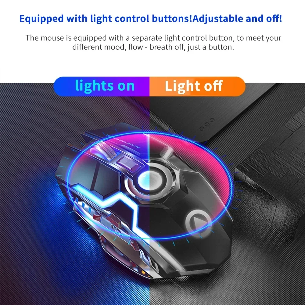 YD A5 A7 RGB 백라이트 충전식 무선 게이밍 2.4G 마우스 USB 7버튼 1600DPI 게이머 무소음 마우스 PC 노트북용