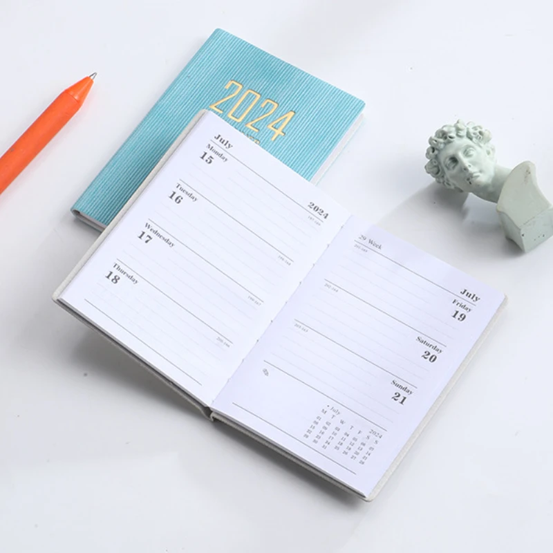 

A7 Mini size Notebook 2024 Agenda Planner Writing Pads Diary Weekly Goal Habit Checklist Schedules Organizer School Supplies
