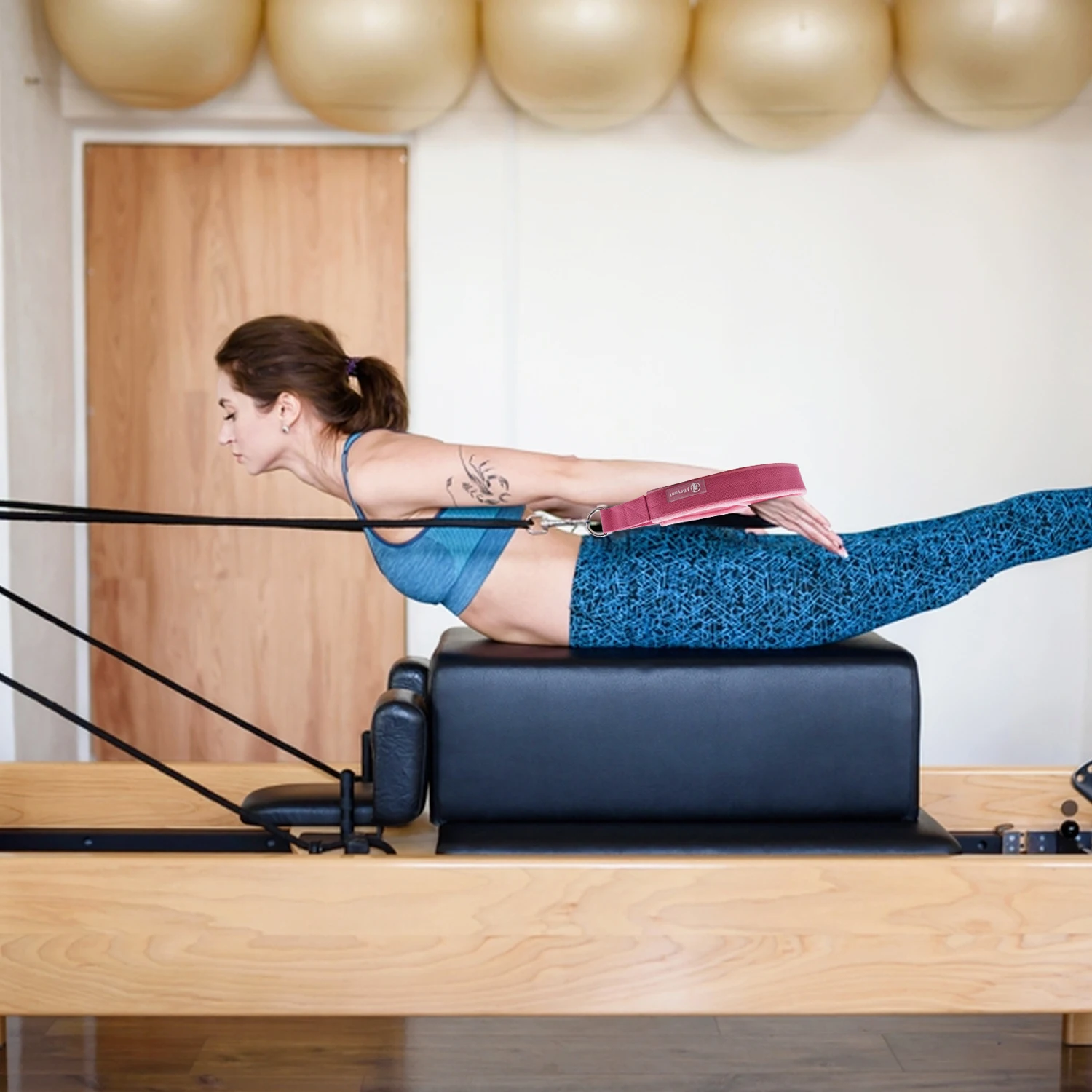 Pilates Double Loop Straps for Reformer Fitness D-Ring Straps ,Yoga Exercise Accessories for Home Gym Workout,1 Pair 6