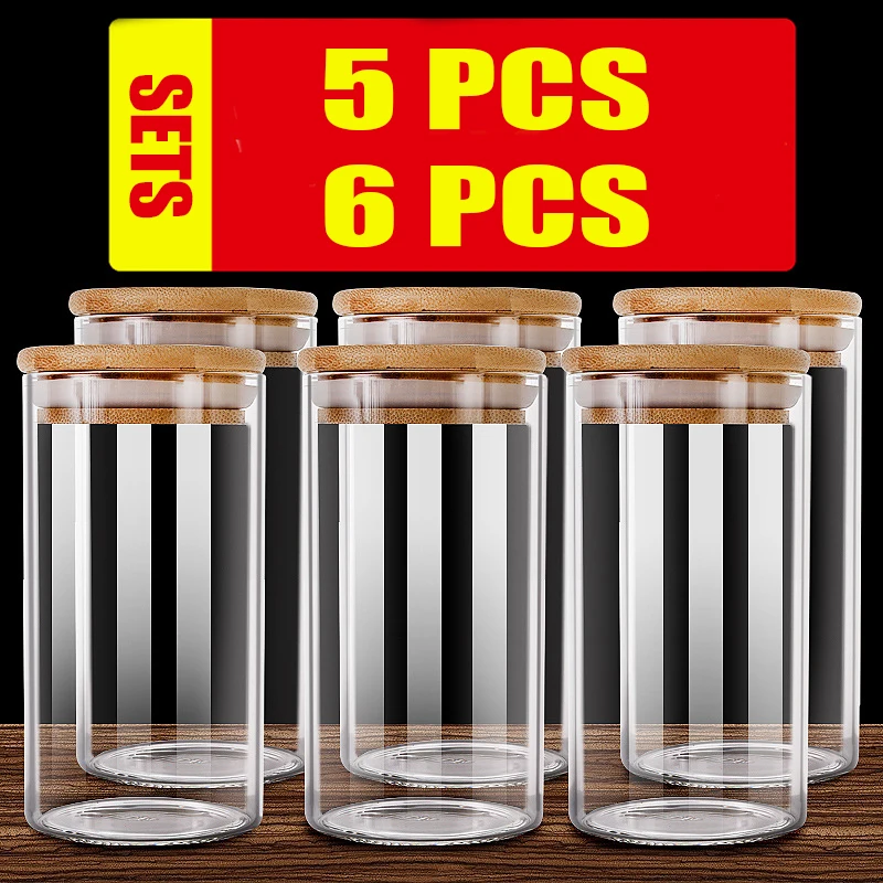 

Storage Jars Kitchen Grain Storage Box Jars Food Grade Bottle Jars with Lid Tea Storage Jars 5PCS-6PCS SET