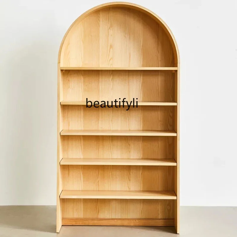 

American-Style Arched Bookshelf Vintage Solid Wood Side Cabinet Solid Wood Storage Cabinet Simple Modern Locker