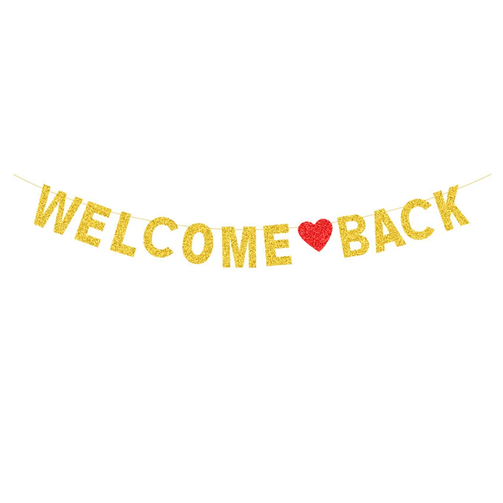 

Welcome Back Hanging Banner Gold First Day of School Welcome Back Sign Banner