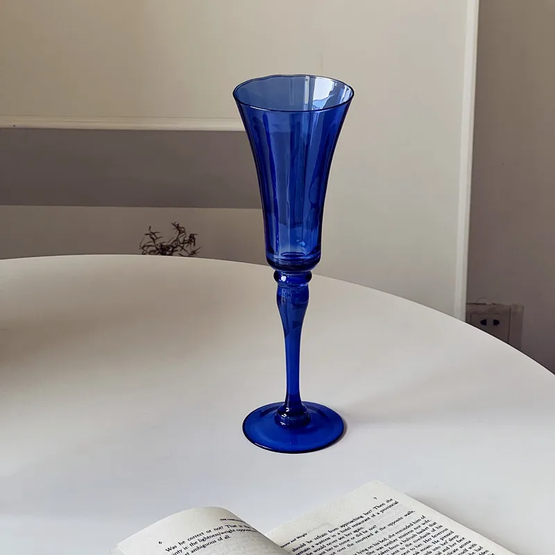 Medieval Cobalt Blue Goblet Household Color Red Wine Cup Champagne Glass Personalized Wine Glass Bar Home Decoration Party