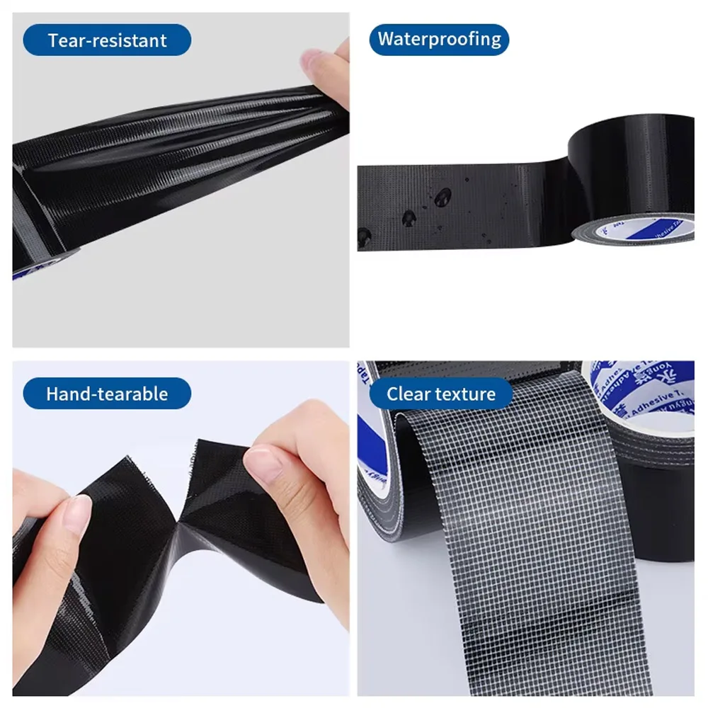 Durable Waterproof Black Cloth Tape with Strong Adhesive
