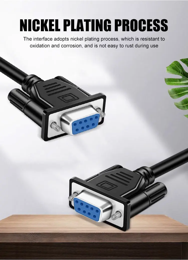 DB9 Stecker auf Stecker/Buchse RS232 Kabel, 90/270 Grad Winkel, Reines Kupfer, 9-polig, COM-Port Verbindungskabel, Serielle Port-Verlängerung – Detail 6