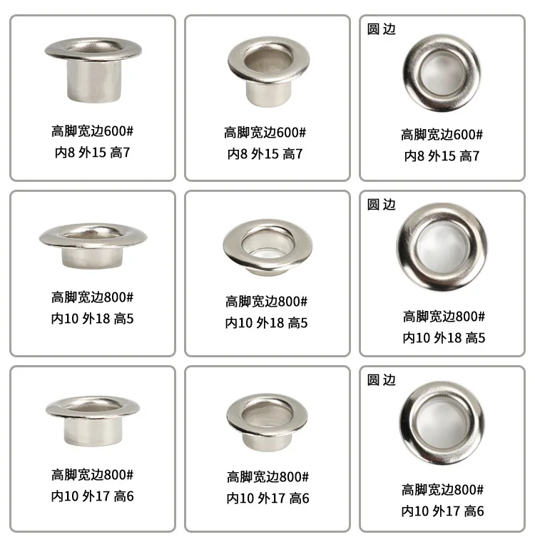 100 set Metal High Grommet Eyelets with Washer Shoes Assortment Kit, Hole Self Backing Eyelet for Bead Cores, Clothes,Bag ,Paper