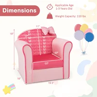 Kids Cute Pink Bow Sofa Children Couch Toddler Upholstered Armchair Solid Wood 2