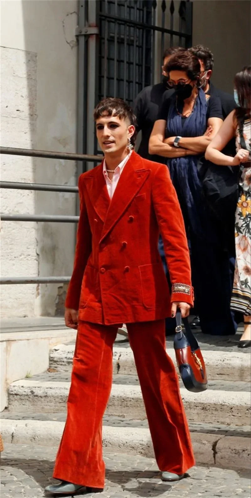 Мужской бархатный костюм из двух предметов, красный пиджак и брюки, уличная одежда, свадебный смокинг для жениха, двубортный пиджак, жакет на заказ