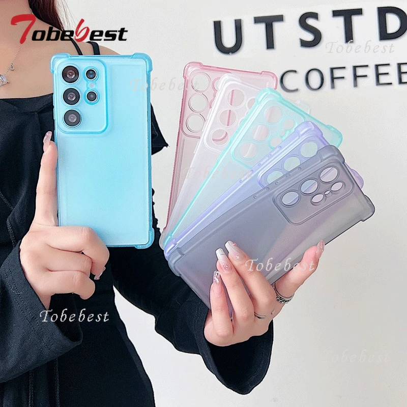 Candy Color Matte Silicone Soft Case with Shockproof Transparent Back Cover