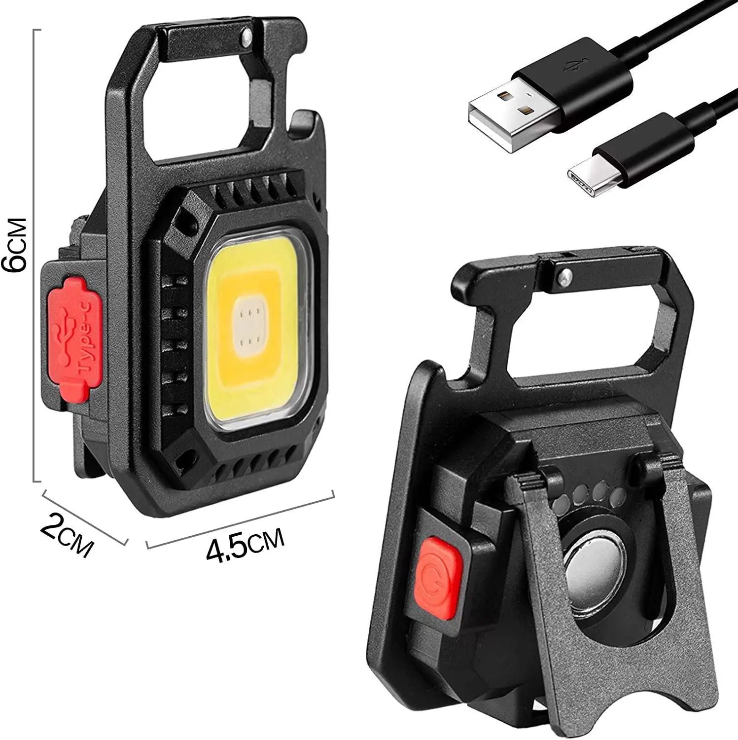 Mini Magnetic COB Keychain Light portable flashlight keychain work light portable work lights portable work light portable torch 800Lumens Bright USB Rechargeable Flashlight 3 Light Modes Portable Folding Bracket Work Lamp