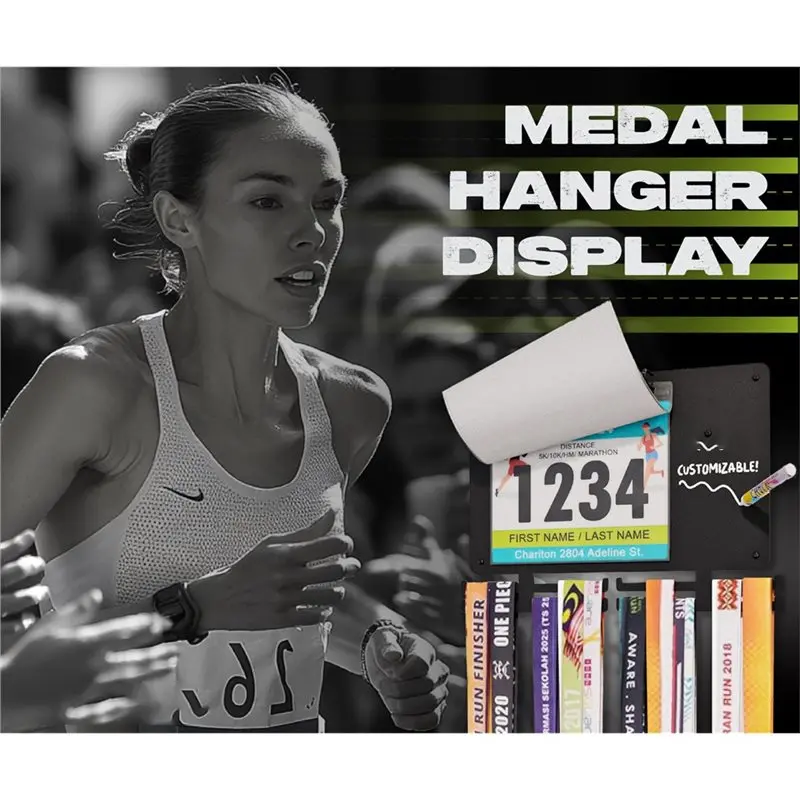 Mar.Medal Hanger Display For Runners, For Marathon Medal Holder Wall Mount Can Hold 36 Medals& 80 Race Bibs