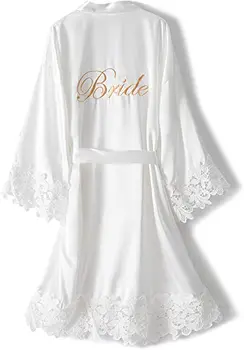 Abiti da damigella d'onore Abito da sposa in oro rosa Abito da sposa damigella d'onore Regalo Abito da sposa in pizzo di raso Vestaglia da addio al nubilato Pigiama