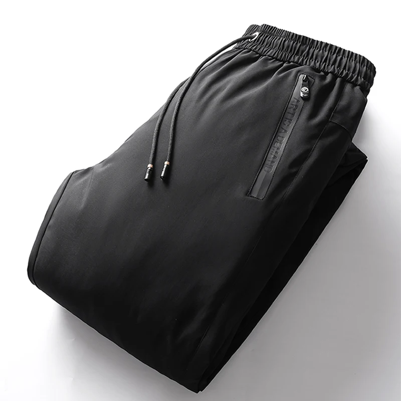 Autumn And Winter New Men's Solid Color Drawstring Pants Outdoor Fitness Jogging Pants Thickened Big Yards Down