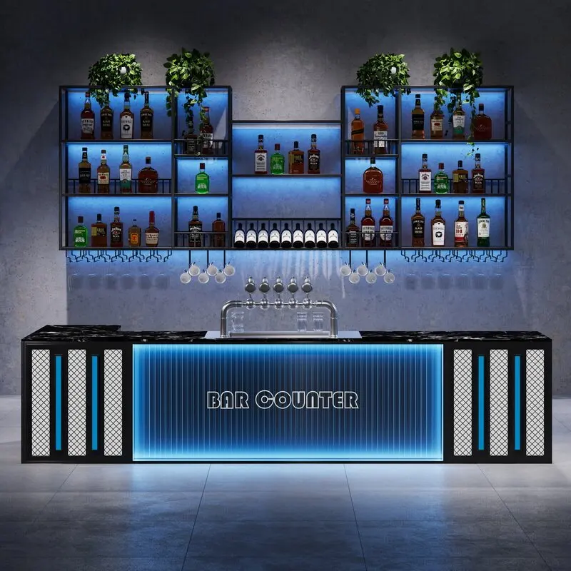 Cashier Counter Changhong Glass Wall Mounted Wine Cabinet Restaurant Front Desk Bar Counter Bar Decoration Hanging Wine Rack