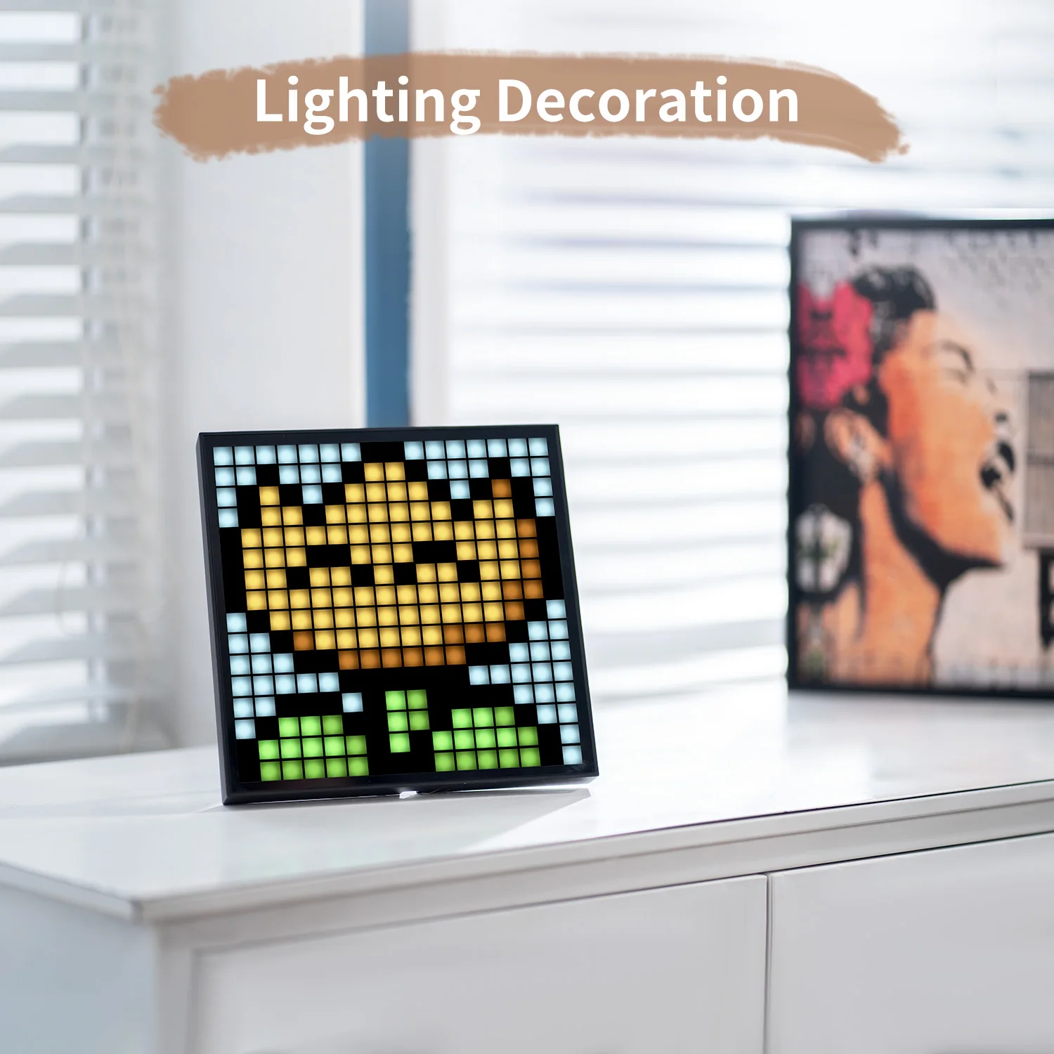 Divoom Pixoo-16 WiFi Pixel Art Digital Frame LED Display Clock Social Media Tracker Home Lightning Decoration Gift Idea