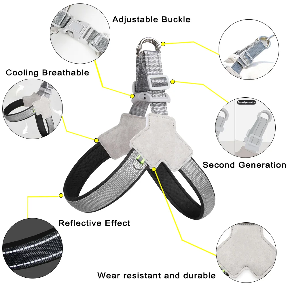 Pet Harness Chest Strap for Small Medium Dogs Summer Breathable Adjustable Hiking