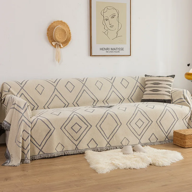 Zagesccie Sofa szenil Cover z pomponem Slipcovers Anti Cat Scratch