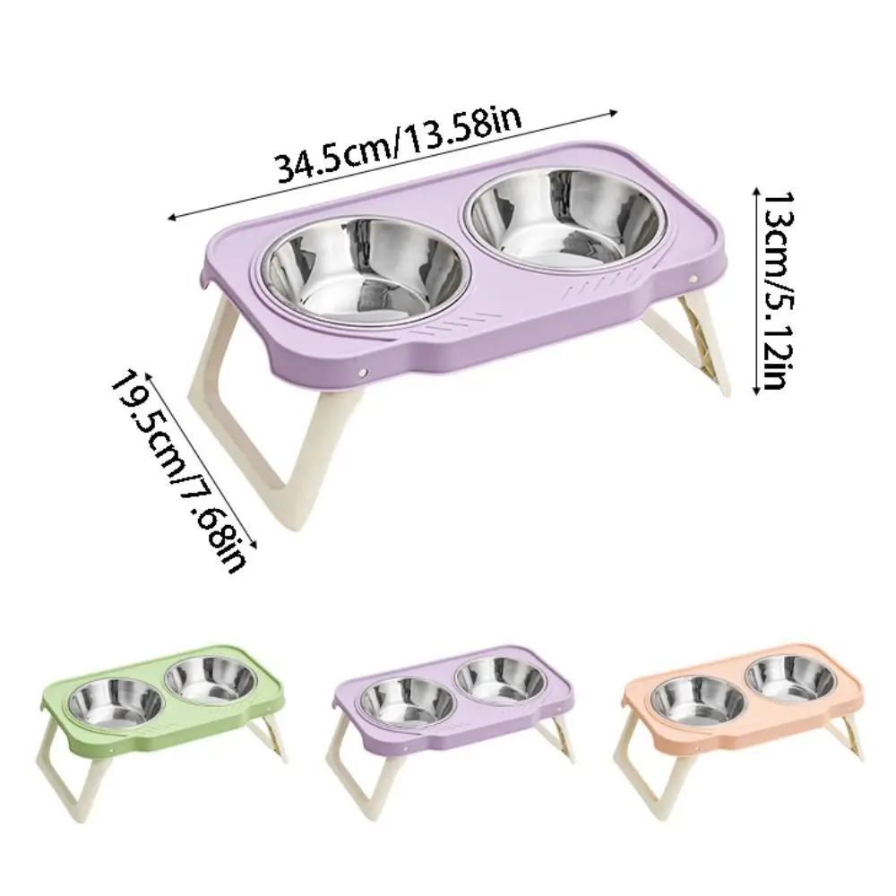 Double Bowls Pet High Footed Bowl Anti-flip Detachable Cat Food Water Bowl Anti-vomiting Multifunction Pet Food Dispenser
