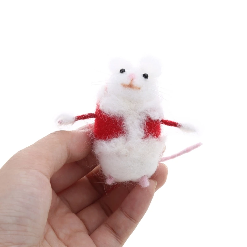 

Felt Halloween Ornament Mouse with Pumpkins/Crutch/Cake/Hat Decor Handmade Needle Felting Christmas Decoration for Home