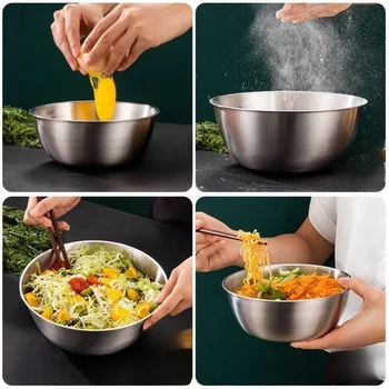 17-25 cm In Acciaio Inox Oro E Argento Insalatiera Tagliatelle di Riso Tagliatelle Lamian Ciotola Stoviglie Da Cucina Contenitore Per Alimenti 1