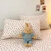 Soft Fitted Sheet with Pillowcase Simple Style Bed Cover Elastic Bedsheet Single/Queen Size Bed Linen for Home roupa de cama 4