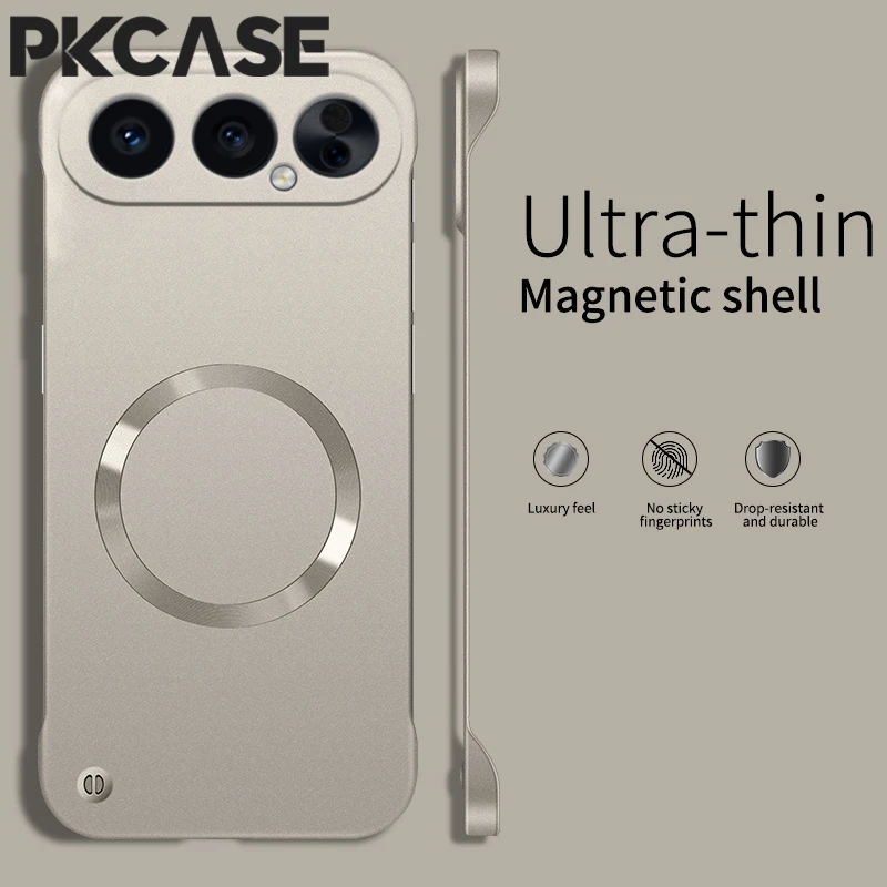 Enhanced Metal Magnetic Frameless Shockproof Wireless Charging Phone Case