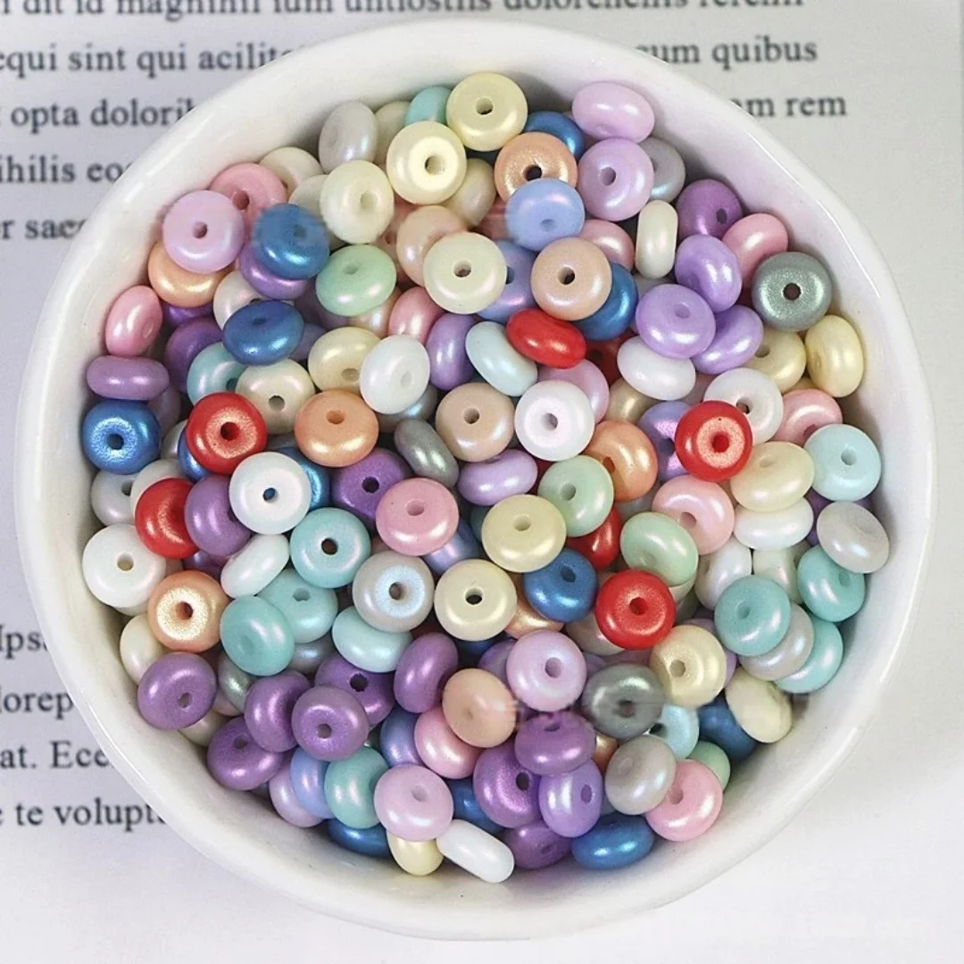 3x6mm 모조 진주색 유리 주판 구슬, 휠 비즈, 안전 버클, 수제 DIY 비즈, 루즈 비즈, 마카롱