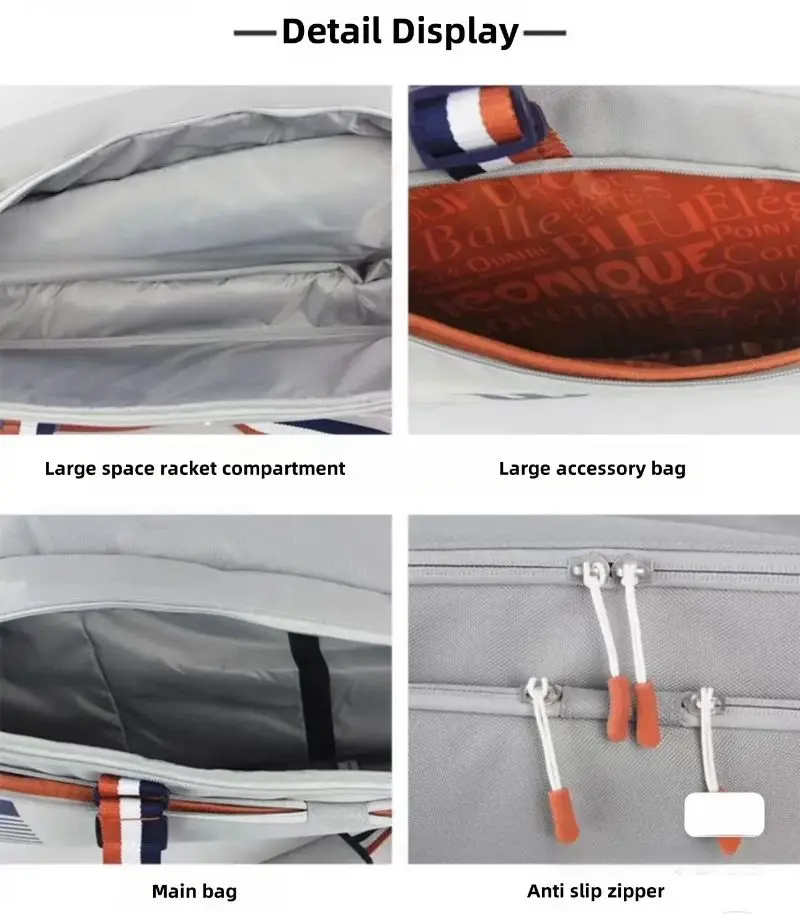 Wilson French Open Team Tennis Racket Bag Roland Garros 3/6-Pack Multi-functional Large-Capacity Racket Bags Court Tournament 5