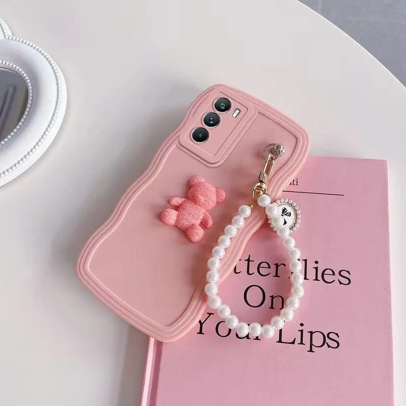 Cute 3d Bear Wave Liquid Silicone Phone Case For Samsung Galaxy_voghion.com