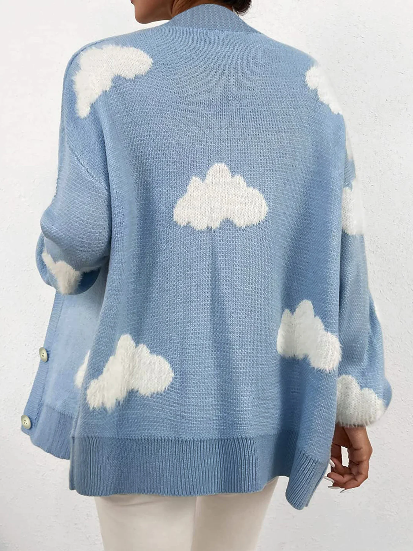 سترة جاكار بسحاب أبيض للنساء ، سترة بأكمام طويلة ،...