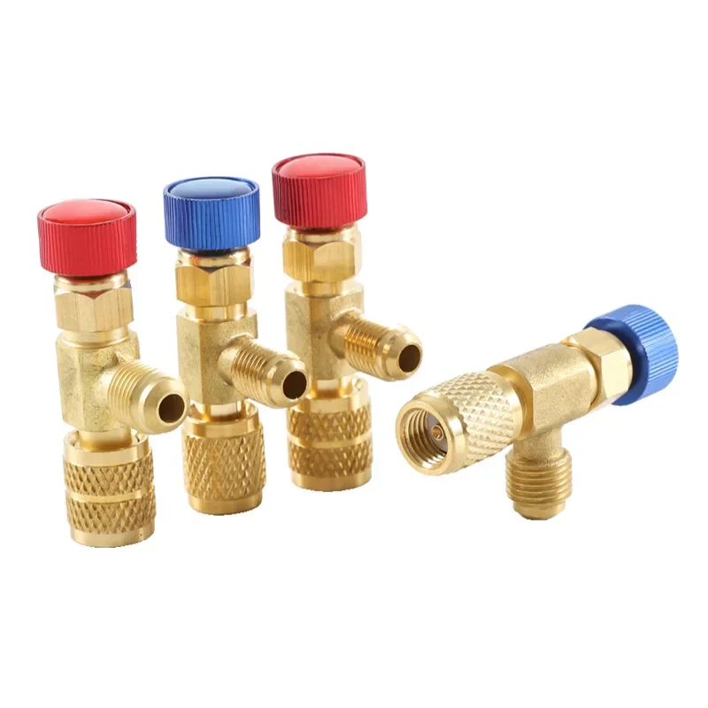 1PC Refrigeration Charging Air Conditioning Adapter For R410A R22 1/4" Liquid Safety Liquid Valve Hose R22 Copper Adapter Hand