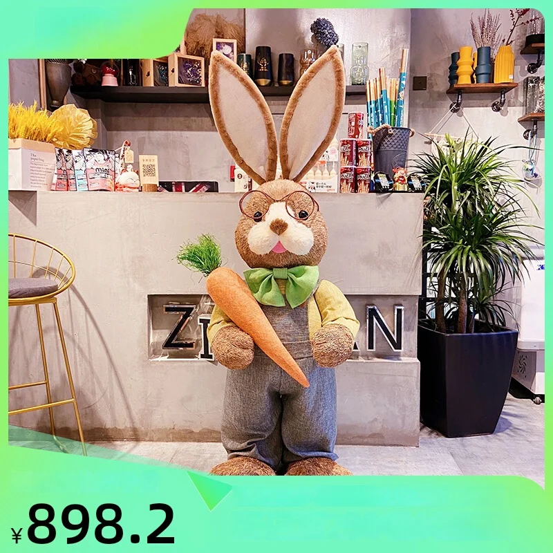 온라인 연예인 거실 바닥 밀짚 토끼 장식, 동물 대형 커플 웨딩 홈 TV 캐비닛 장식 인형