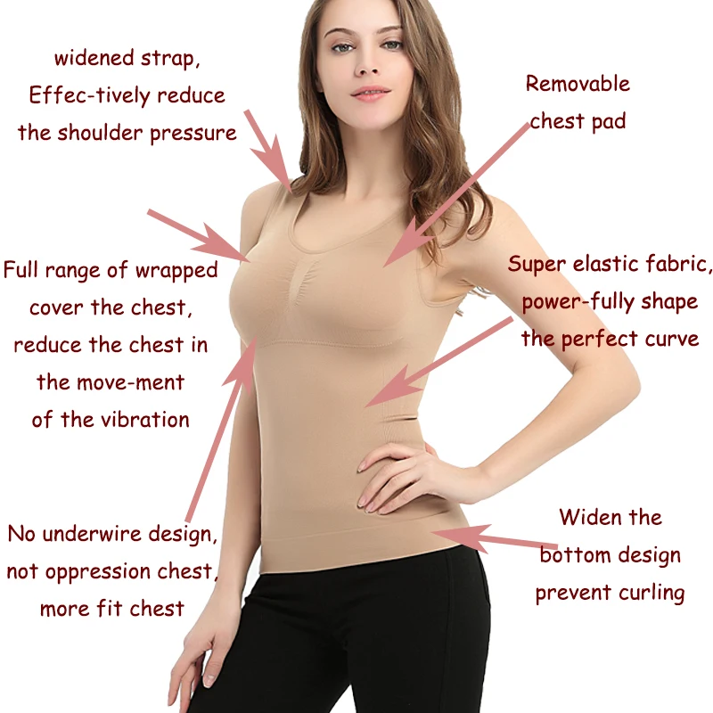 Women Slimming Underwear Body Shapers Corset Women Slim Up Lift Plus Size Bra Removable Seamless Woman Tummy Control Tank Tops