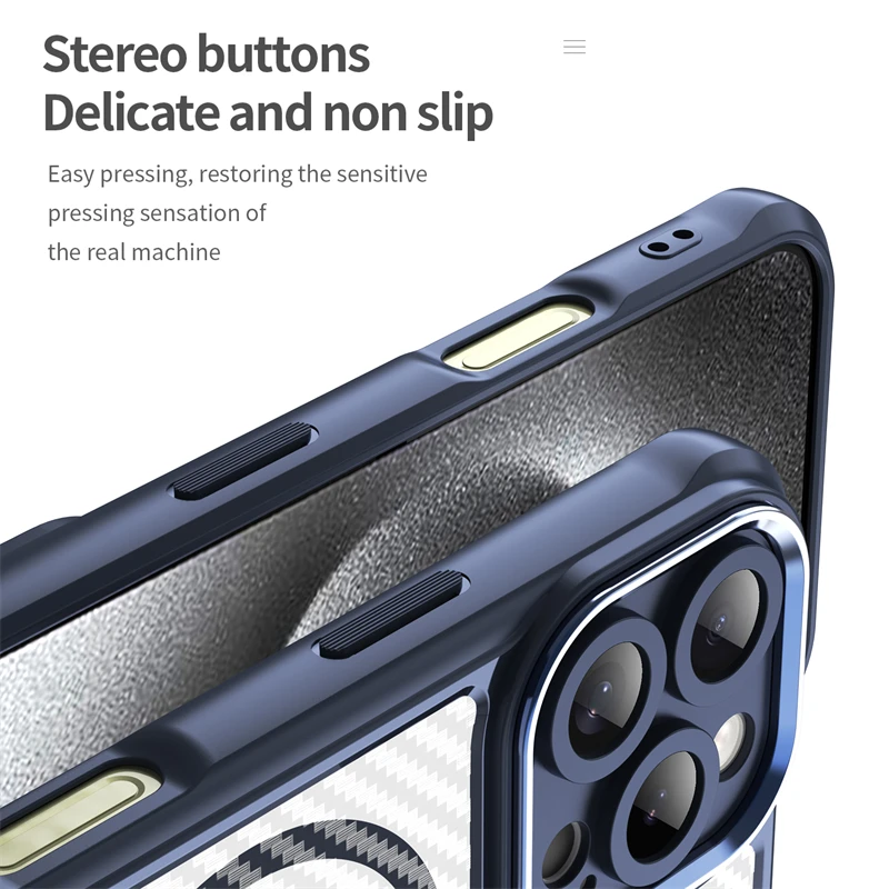 Sleek Carbon Fibre Matte Protective Case with Full Lens Coverage & Magsafe Compatibility