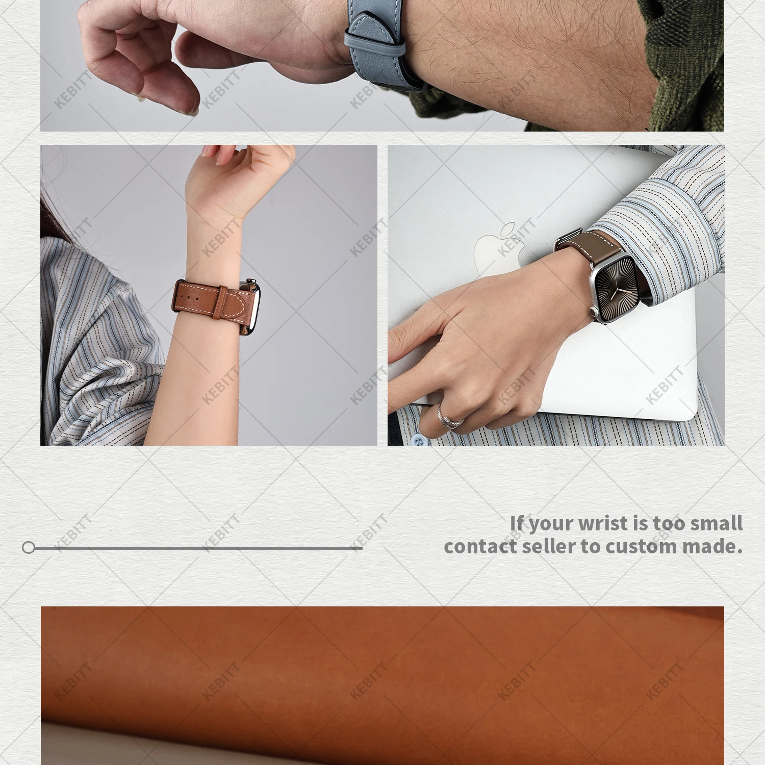 2026Kebitt Armband für Apple Watch Series 12 11 10 Ultra 4 3 SE3, Hochwertiges Echtleder-Band, Iwatch 46 42 41 45 49mm Armband – Detail 13