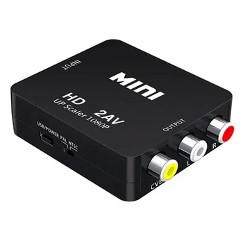 Hdmi-compatível com av rca adaptador conversor caixa 1080p rca av cvsb lr vídeo composto av scaler conversor para pc hdtv projetor 1