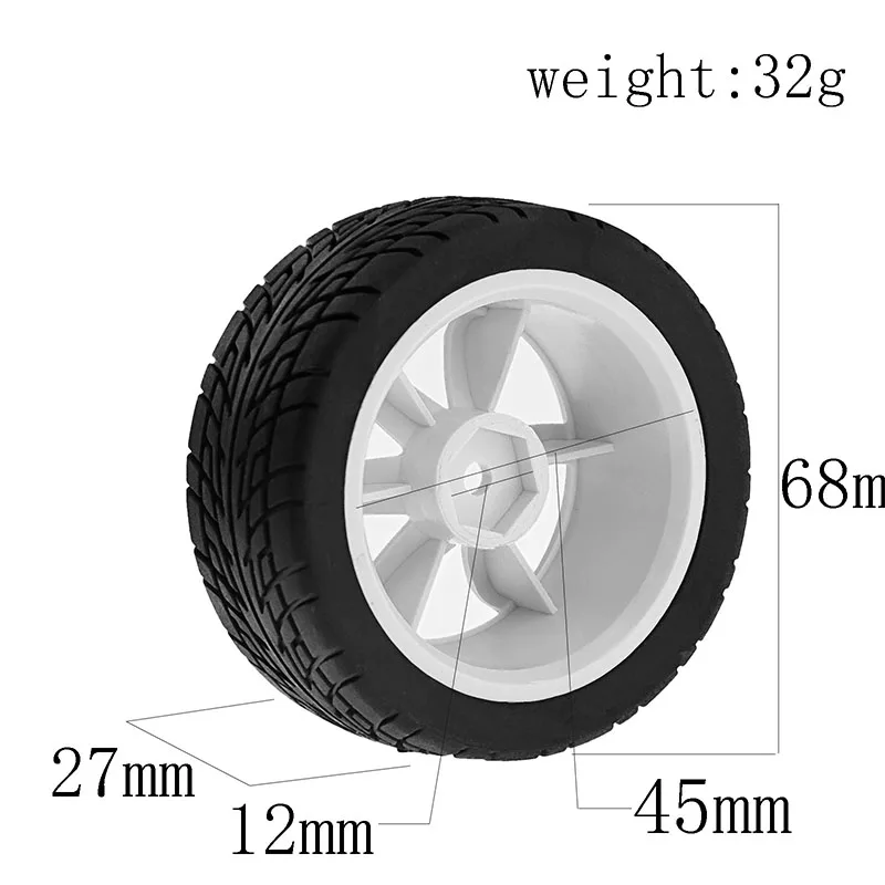 Pneus caoutchouc pour voiture RC 68x27mm empilés, lot de 4 pièces de rechange.