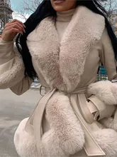 Women's Leather Jacket PU Short Jackets  Vogue Tie Belt Waist Coats Elegant Side Pockets Faux Fur Jackets Female Ladies 가죽자켓 Za