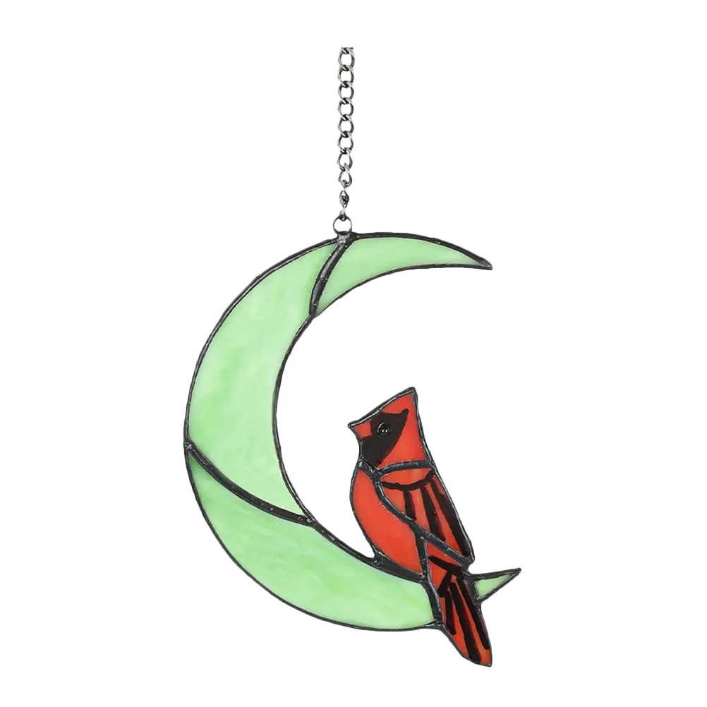 

1 Set of Acrylic Bird Hanging Decor Bird Moon Shaped Window Porch Window Hanging Ornament