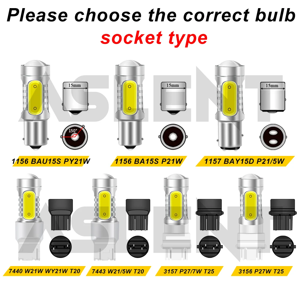 �ڵ��� ���� ���õ� LED ����, 2x1156, BAU15S, PY21W, BA15S, P21W, T20, 7440, W21W, 7443, W21, 5W, T25, 3157, ȭ��Ʈ, ��� ���ο�, 12V