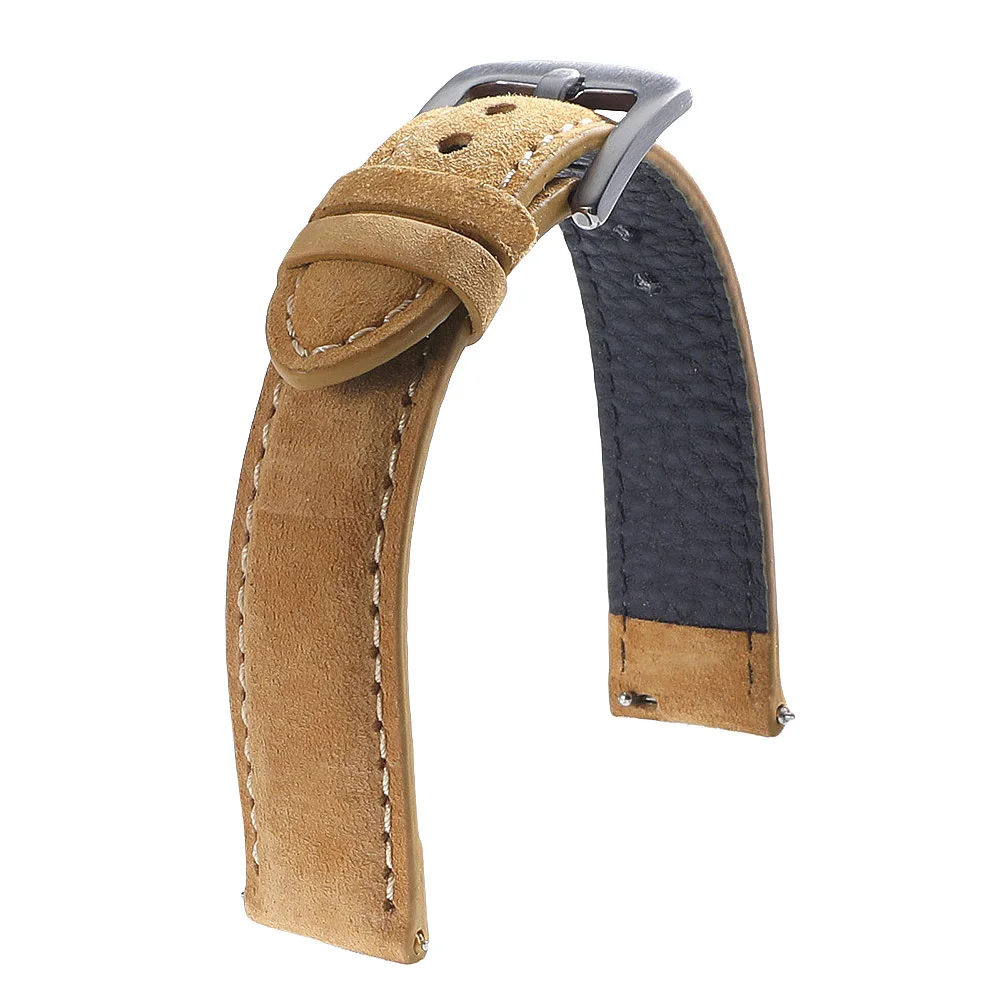 Handcrafted Genuine Leather Suede Watch Strap – Quick Release Soft Wristband Belt Accessories