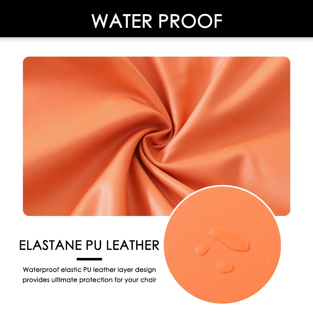 Waterproof PU Leather Round Bar Stool Slipcover with Elastic Bands